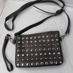 Studded Dark Grey/Silver Wristlet Clutch